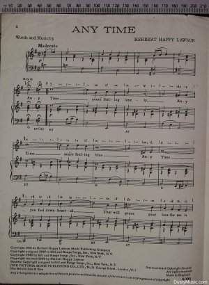 First page of Any time by The Victoria Music Publishing Co