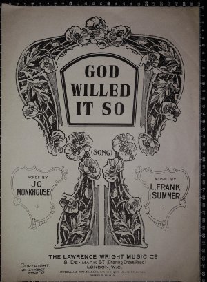 God willed it so - Old Sheet Music by Lawrence Wright