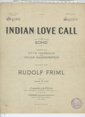 Indian love call - Old Sheet Music by Chappell