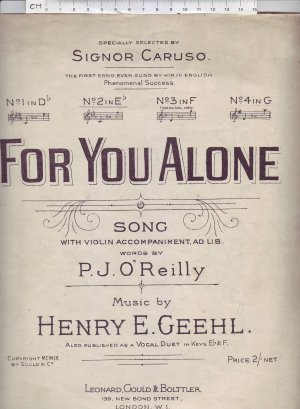 For you alone - Old Sheet Music by Gould & Bottler