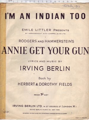 I'm an Indian too - Old Sheet Music by Irving Berlin