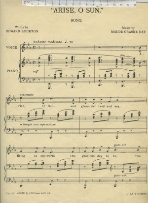 Arise O sun - Old Sheet Music by Cramer