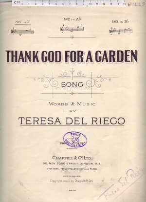 Thank God for a garden - Old Sheet Music by Chappell
