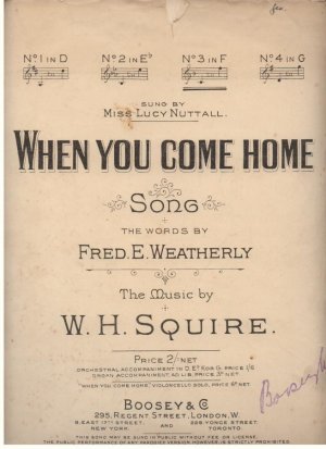 When you come home - Old Sheet Music by Boosey & Co