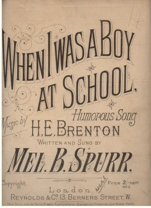 When I was a boy at school - Old Sheet Music by Reynolds