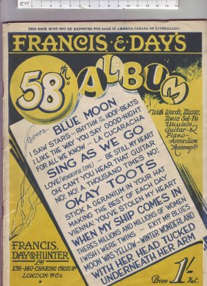 Francis & Days 58th Album - Old Sheet Music by Francis Day & Hunter