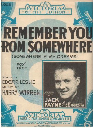 I remember you from somewhere - Old Sheet Music by Victoria