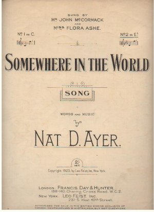 Somewhere in the world - Old Sheet Music by Francis Day & Hunter
