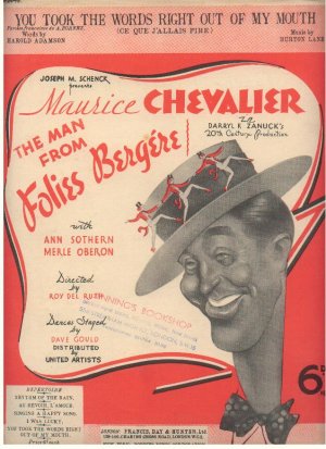 You took the words right out of my mouth - Old Sheet Music by Francis Day & Hunter