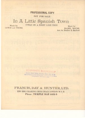 In a little Spanish town - Old Sheet Music by Francis Day & Hunter