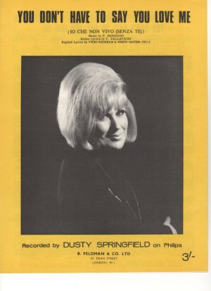 You don't have to say you love me - Old Sheet Music by Feldman