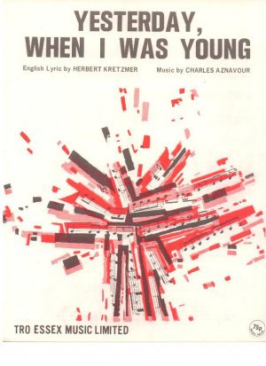Yesterday when I was young - Old Sheet Music by Tro Essex