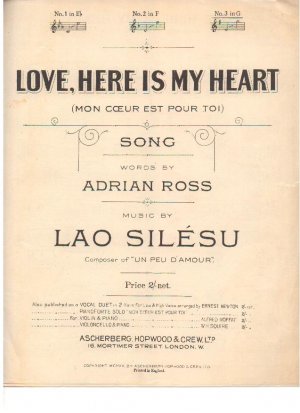 Love here is my heart - Old Sheet Music by Ascherberg Hopwood & Crew