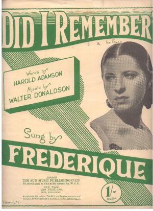 Did I remember - Old Sheet Music by Sun