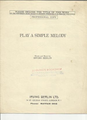 Play a simple melody - Old Sheet Music by Irving Berlin