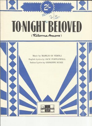 Tonight beloved - Old Sheet Music by Peter Maurice