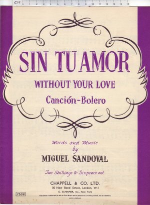 Sin tu amor - Old Sheet Music by Chappell