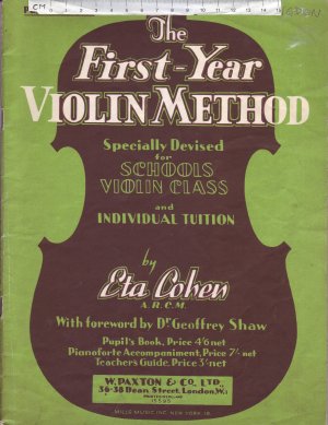 The First Year Violin Method - Old Sheet Music by W. Paxton