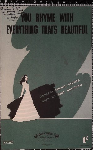 You Rhyme with Eveything that's Beautiful - Old Sheet Music by Bradbury Wood Ltd
