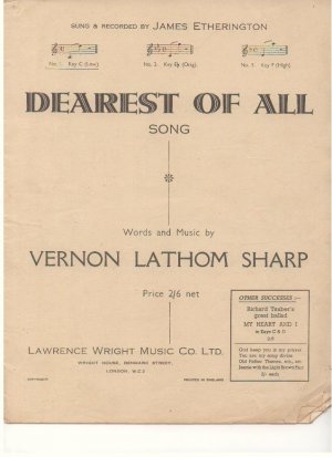 Dearest of all - Old Sheet Music by Lawrence Wright
